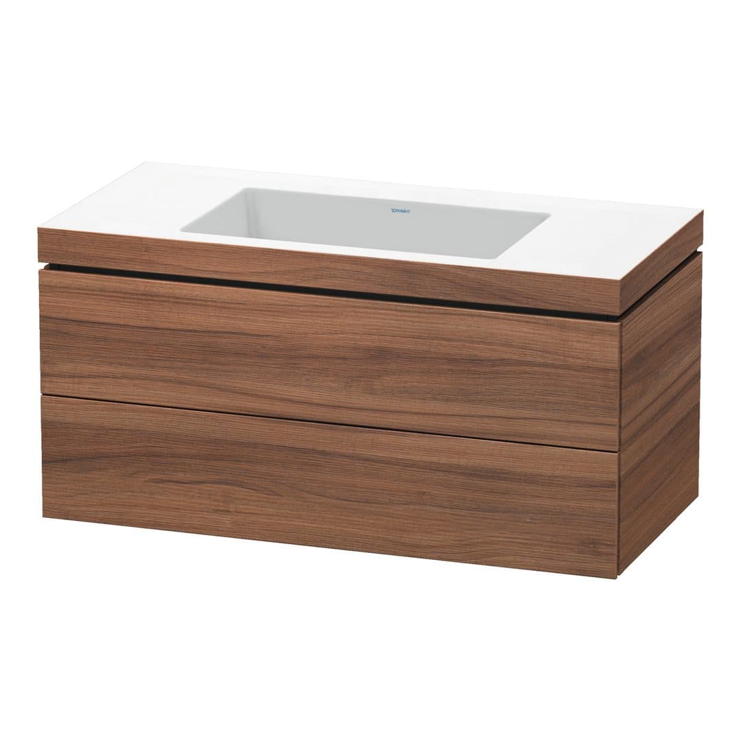 Duravit L-Cube – Έπιπλο Νιπτήρα – 1000 mm, με νιπτήρα, 2 συρτάρια, νιπτήρας κέντρο, 1000 x 480 x 500 mm, έκδοση N – Walnut Matt, Decor (LC6928N7979)
