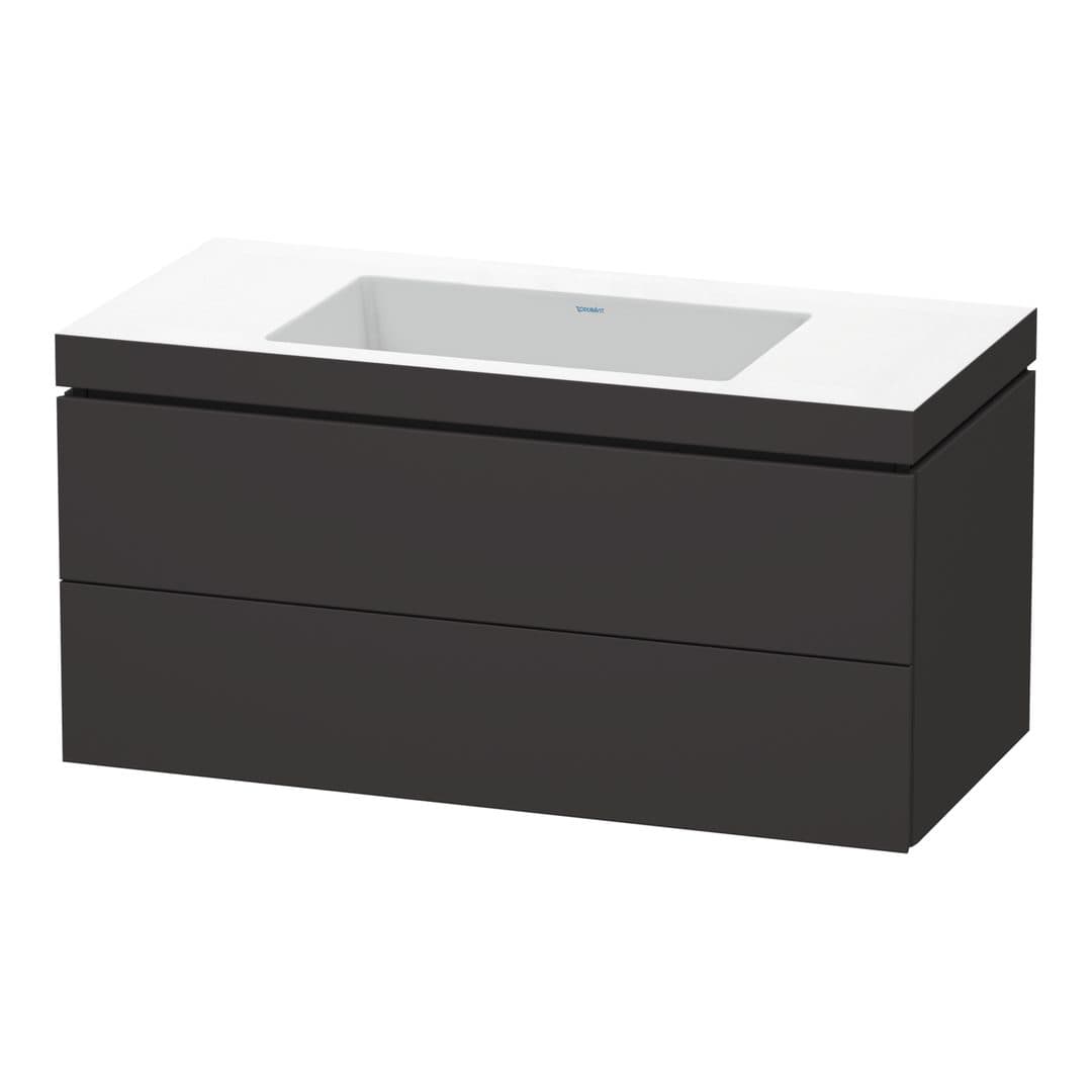 Duravit L-Cube – Έπιπλο Νιπτήρα – 1000 mm, με νιπτήρα, 2 συρτάρια, νιπτήρας κέντρο, 1000 x 480 x 500 mm, έκδοση N – Graphite Super Matt, Decor (LC6928N8080)