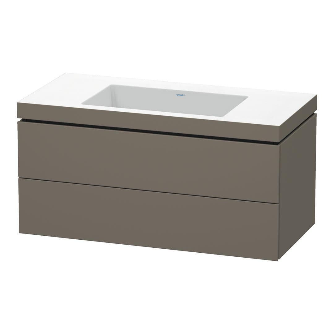 Duravit L-Cube – Έπιπλο Νιπτήρα – 1000 mm, με νιπτήρα, 2 συρτάρια, νιπτήρας κέντρο, 1000 x 480 x 500 mm, έκδοση N – Flannel Grey Satin Matt, Lacquer (LC6928N9090)