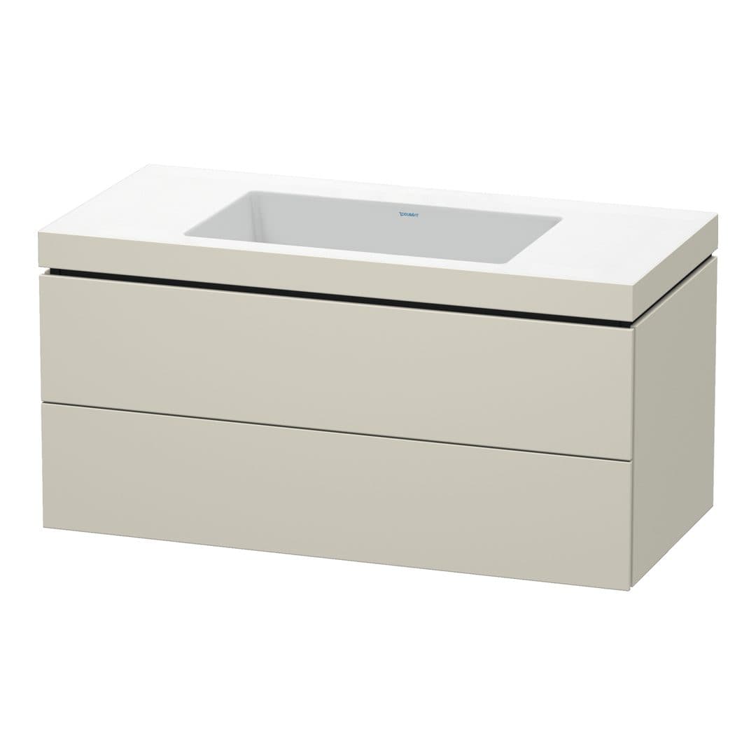 Duravit L-Cube – Έπιπλο Νιπτήρα – 1000 mm, με νιπτήρα, 2 συρτάρια, νιπτήρας κέντρο, 1000 x 480 x 500 mm, έκδοση N – Taupe Matt, Decor (LC6928N9191)
