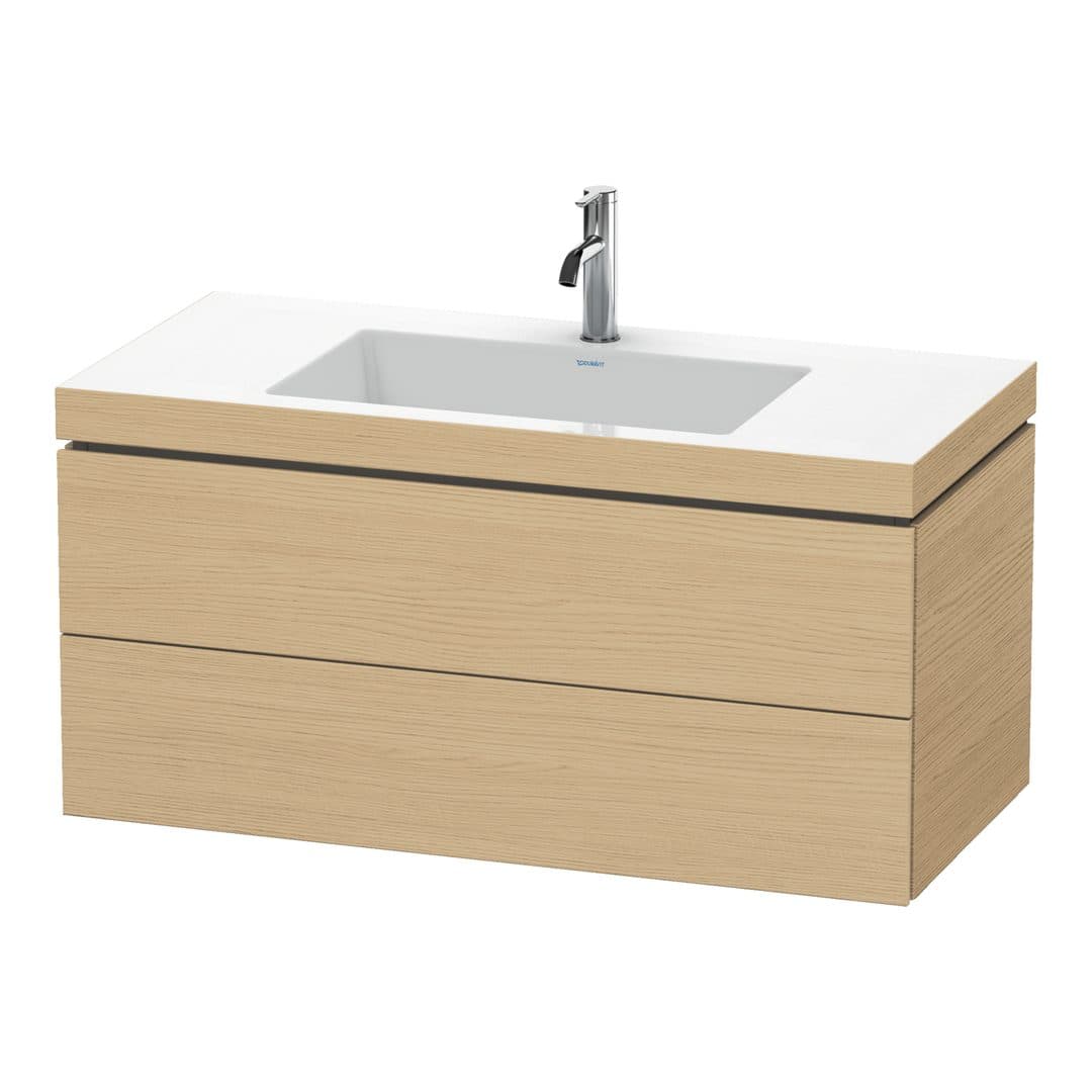 Duravit L-Cube – Έπιπλο Νιπτήρα – 1000 mm, με νιπτήρα, 2 συρτάρια, νιπτήρας κέντρο, 1000 x 480 x 500 mm, έκδοση O – Natural oak, Decor (LC6928O3030)