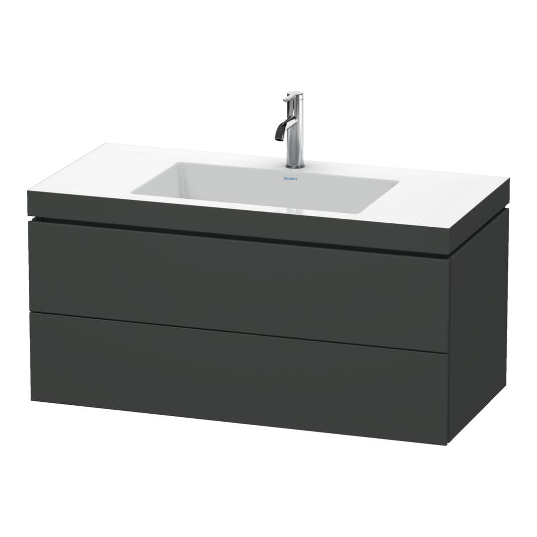Duravit L-Cube – Έπιπλο Νιπτήρα – 1000 mm, με νιπτήρα, 2 συρτάρια, νιπτήρας κέντρο, 1000 x 480 x 500 mm, έκδοση O – Graphite Matt, Decor (LC6928O4949)