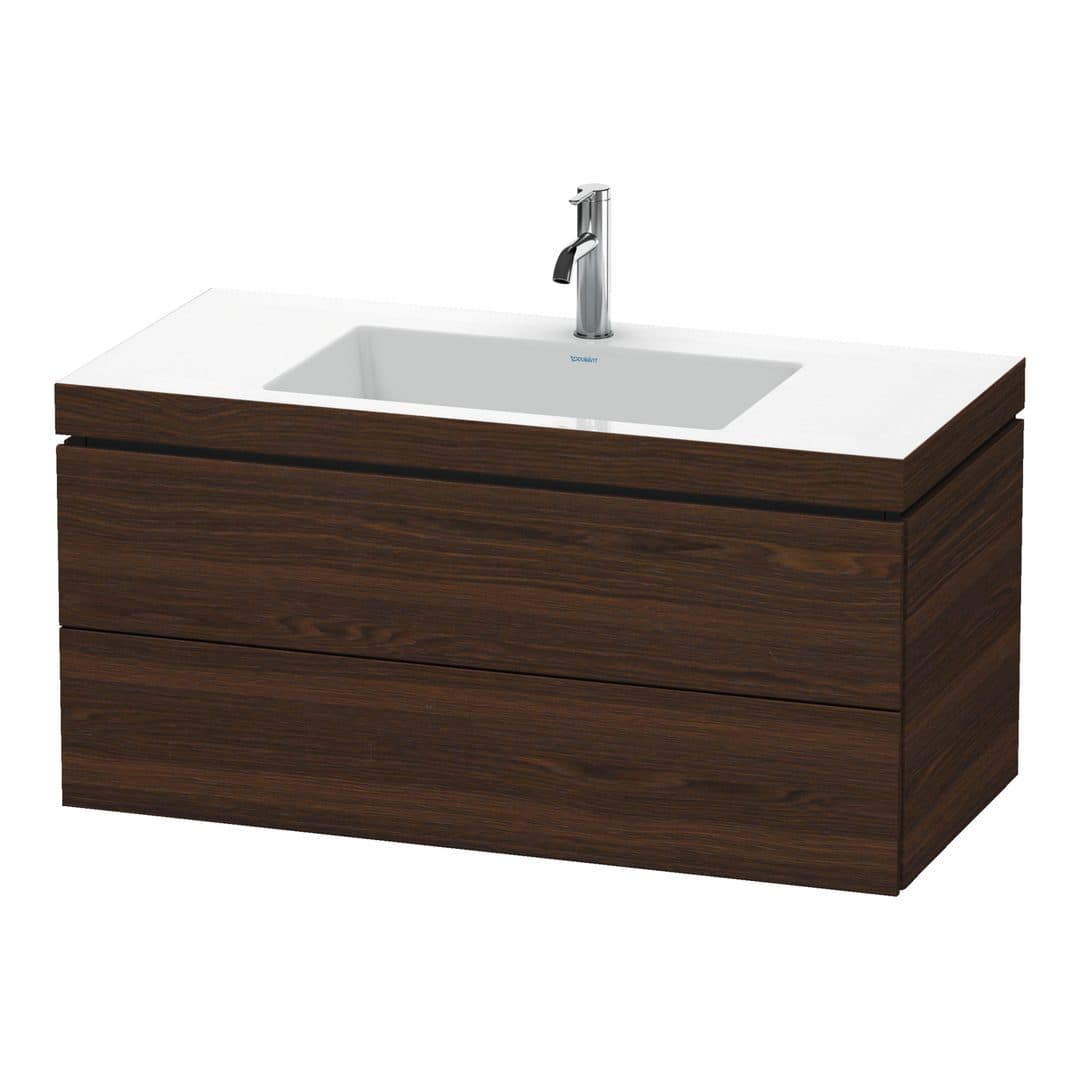 Duravit L-Cube – Έπιπλο Νιπτήρα – 1000 mm, με νιπτήρα, 2 συρτάρια, νιπτήρας κέντρο, 1000 x 480 x 500 mm, έκδοση O – Brushed walnut Matt, Real wood veneer (LC6928O6969)