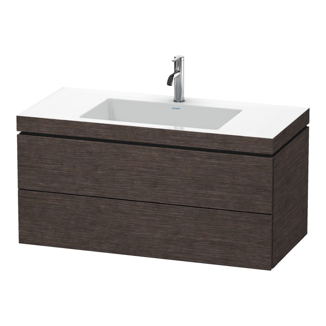 Duravit L-Cube – Έπιπλο Νιπτήρα – 1000 mm, με νιπτήρα, 2 συρτάρια, νιπτήρας κέντρο, 1000 x 480 x 500 mm, έκδοση O – Brushed dark oak Matt, Real wood veneer (LC6928O7272)