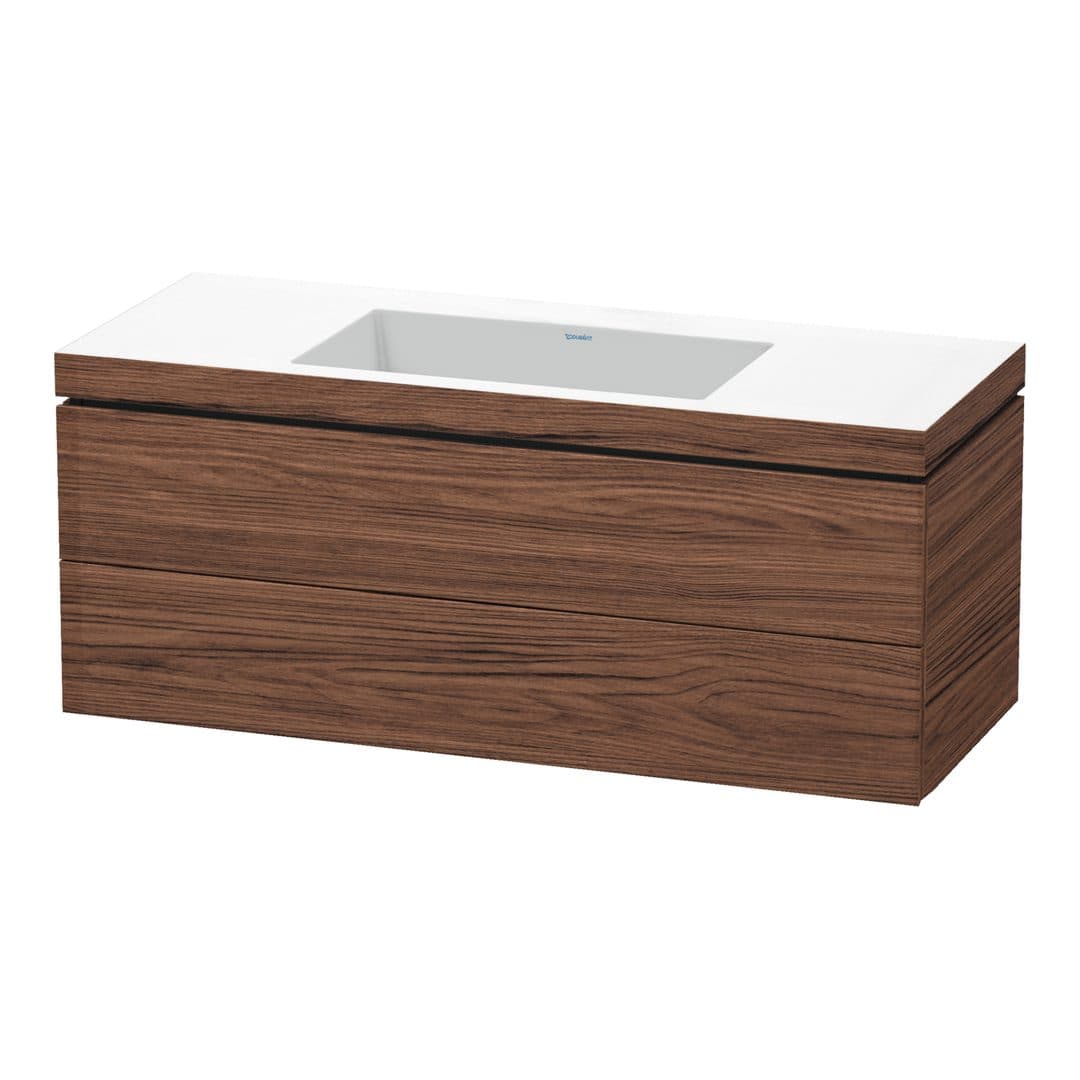 Duravit L-Cube – Έπιπλο Νιπτήρα – 1200 mm, με νιπτήρα, 2 συρτάρια, νιπτήρας κέντρο, 1200 x 480 x 500 mm, έκδοση N – Walnut dark Matt, Decor (LC6929N2121)