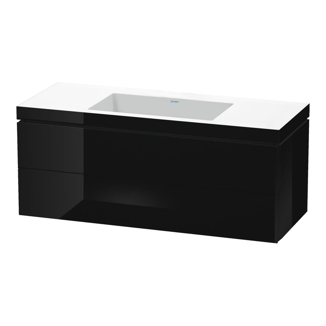 Duravit L-Cube – Έπιπλο Νιπτήρα – 1200 mm, με νιπτήρα, 2 συρτάρια, νιπτήρας κέντρο, 1200 x 480 x 500 mm, έκδοση N – Black High Gloss, Lacquer (LC6929N4040)