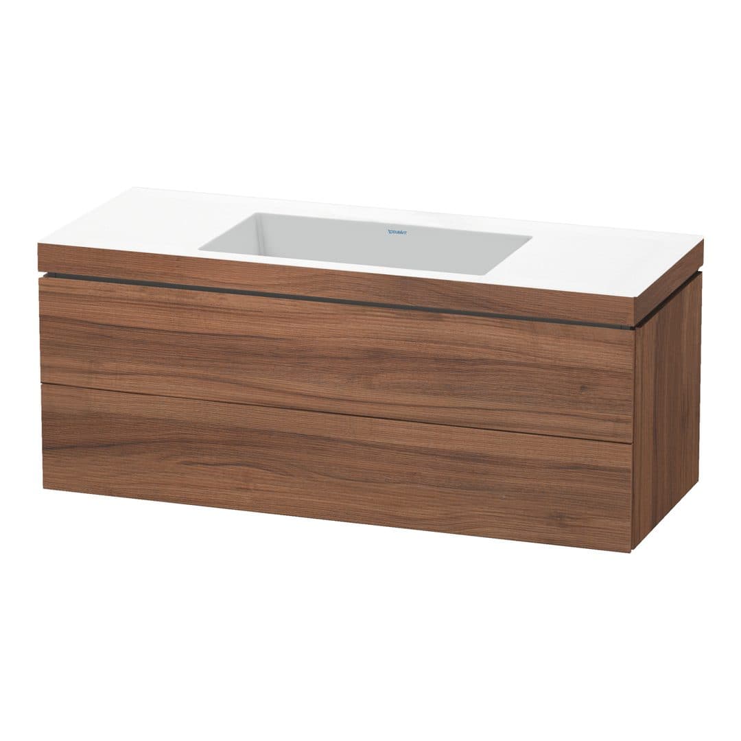 Duravit L-Cube – Έπιπλο Νιπτήρα – 1200 mm, με νιπτήρα, 2 συρτάρια, νιπτήρας κέντρο, 1200 x 480 x 500 mm, έκδοση N – Walnut Matt, Decor (LC6929N7979)