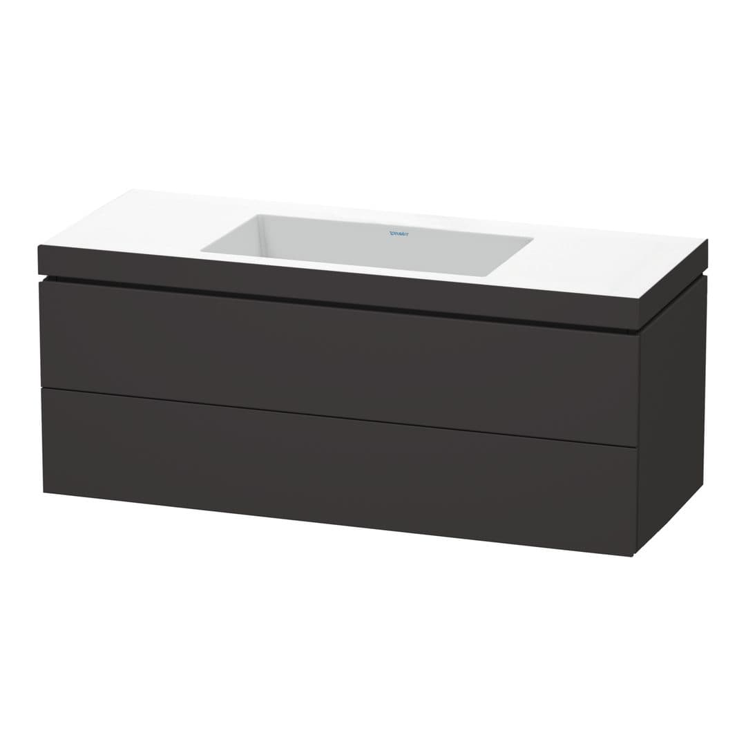 Duravit L-Cube – Έπιπλο Νιπτήρα – 1200 mm, με νιπτήρα, 2 συρτάρια, νιπτήρας κέντρο, 1200 x 480 x 500 mm, έκδοση N – Graphite Super Matt, Decor (LC6929N8080)