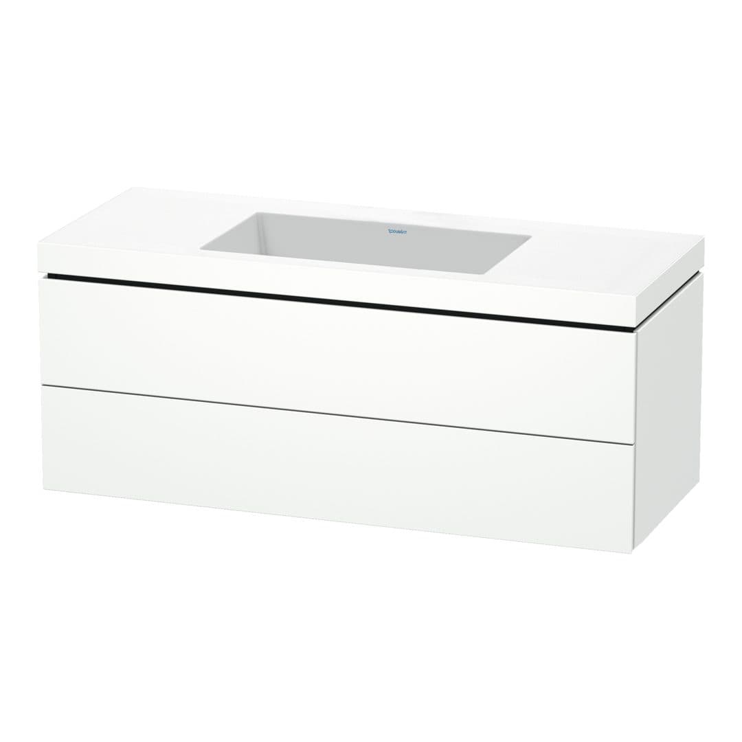 Duravit L-Cube – Έπιπλο Νιπτήρα – 1200 mm, με νιπτήρα, 2 συρτάρια, νιπτήρας κέντρο, 1200 x 480 x 500 mm, έκδοση N – White Super Matt, Decor (LC6929N8484)