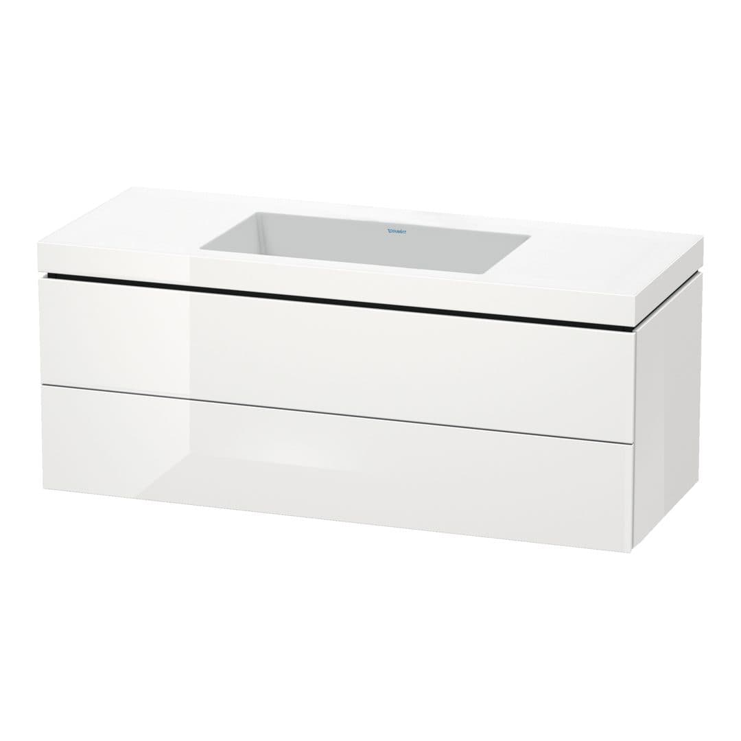 Duravit L-Cube – Έπιπλο Νιπτήρα – 1200 mm, με νιπτήρα, 2 συρτάρια, νιπτήρας κέντρο, 1200 x 480 x 500 mm, έκδοση N – White High Gloss, Lacquer (LC6929N8585)