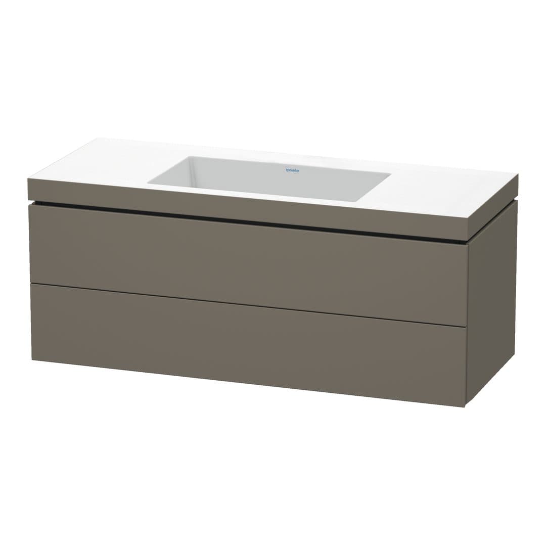 Duravit L-Cube – Έπιπλο Νιπτήρα – 1200 mm, με νιπτήρα, 2 συρτάρια, νιπτήρας κέντρο, 1200 x 480 x 500 mm, έκδοση N – Flannel Grey Satin Matt, Lacquer (LC6929N9090)