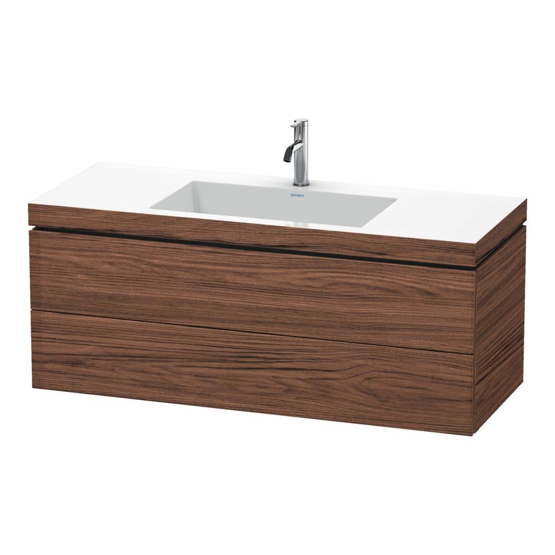Duravit L-Cube – Έπιπλο Νιπτήρα – 1200 mm, με νιπτήρα, 2 συρτάρια, νιπτήρας κέντρο, 1200 x 480 x 500 mm, έκδοση O – Walnut dark Matt, Decor (LC6929O2121)