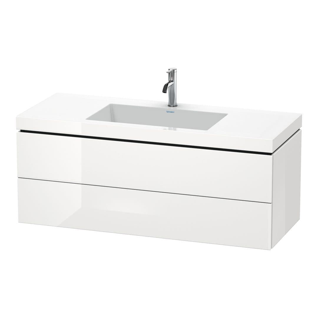 Duravit L-Cube – Έπιπλο Νιπτήρα – 1200 mm, με νιπτήρα, 2 συρτάρια, νιπτήρας κέντρο, 1200 x 480 x 500 mm, έκδοση O – White High Gloss, Decor (LC6929O2222)