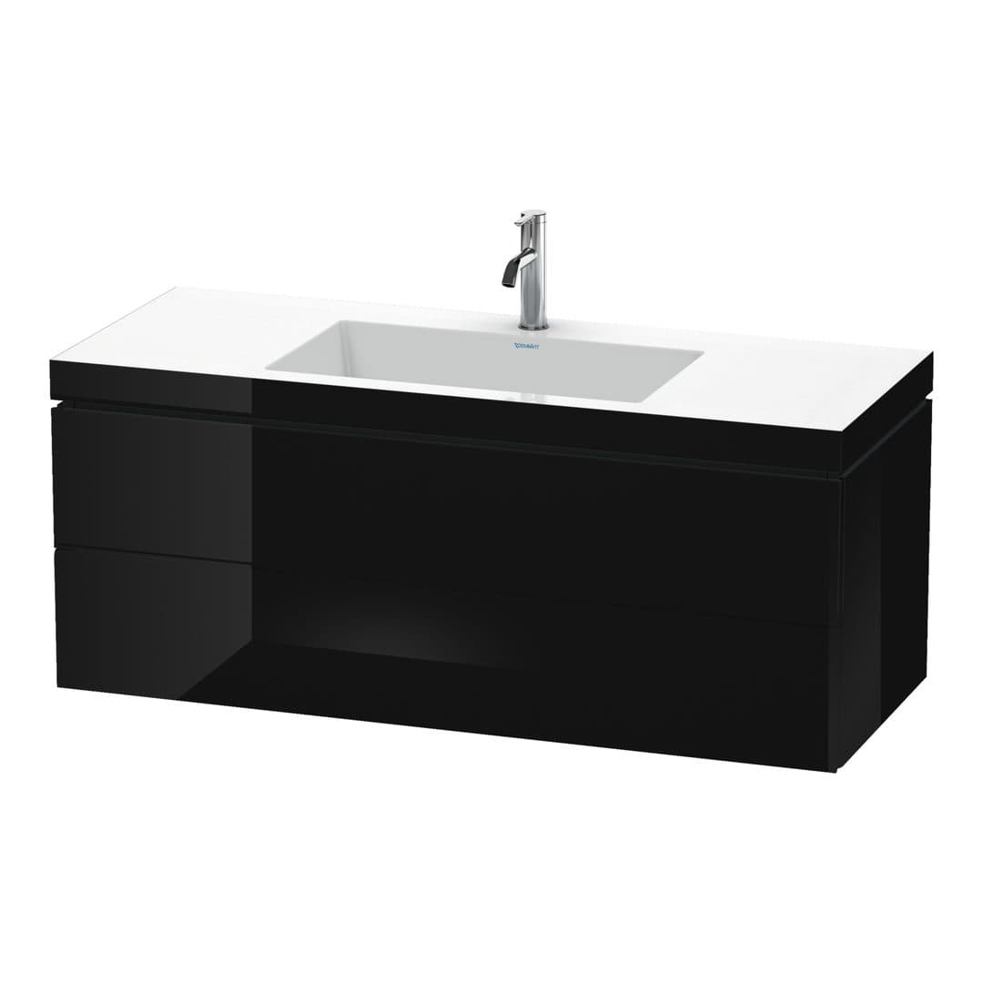 Duravit L-Cube – Έπιπλο Νιπτήρα – 1200 mm, με νιπτήρα, 2 συρτάρια, νιπτήρας κέντρο, 1200 x 480 x 500 mm, έκδοση O – Black High Gloss, Lacquer (LC6929O4040)