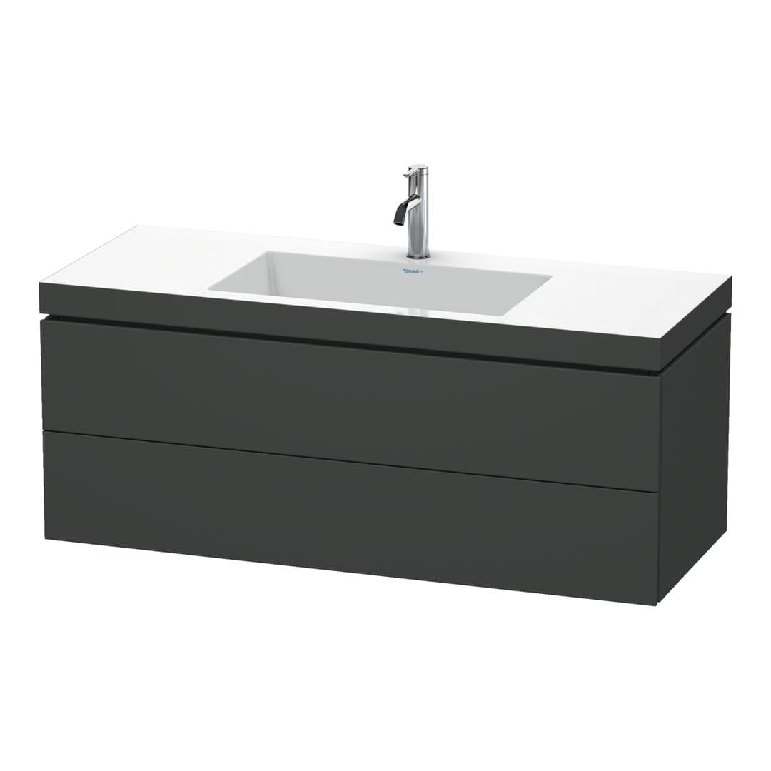 Duravit L-Cube – Έπιπλο Νιπτήρα – 1200 mm, με νιπτήρα, 2 συρτάρια, νιπτήρας κέντρο, 1200 x 480 x 500 mm, έκδοση O – Graphite Matt, Decor (LC6929O4949)