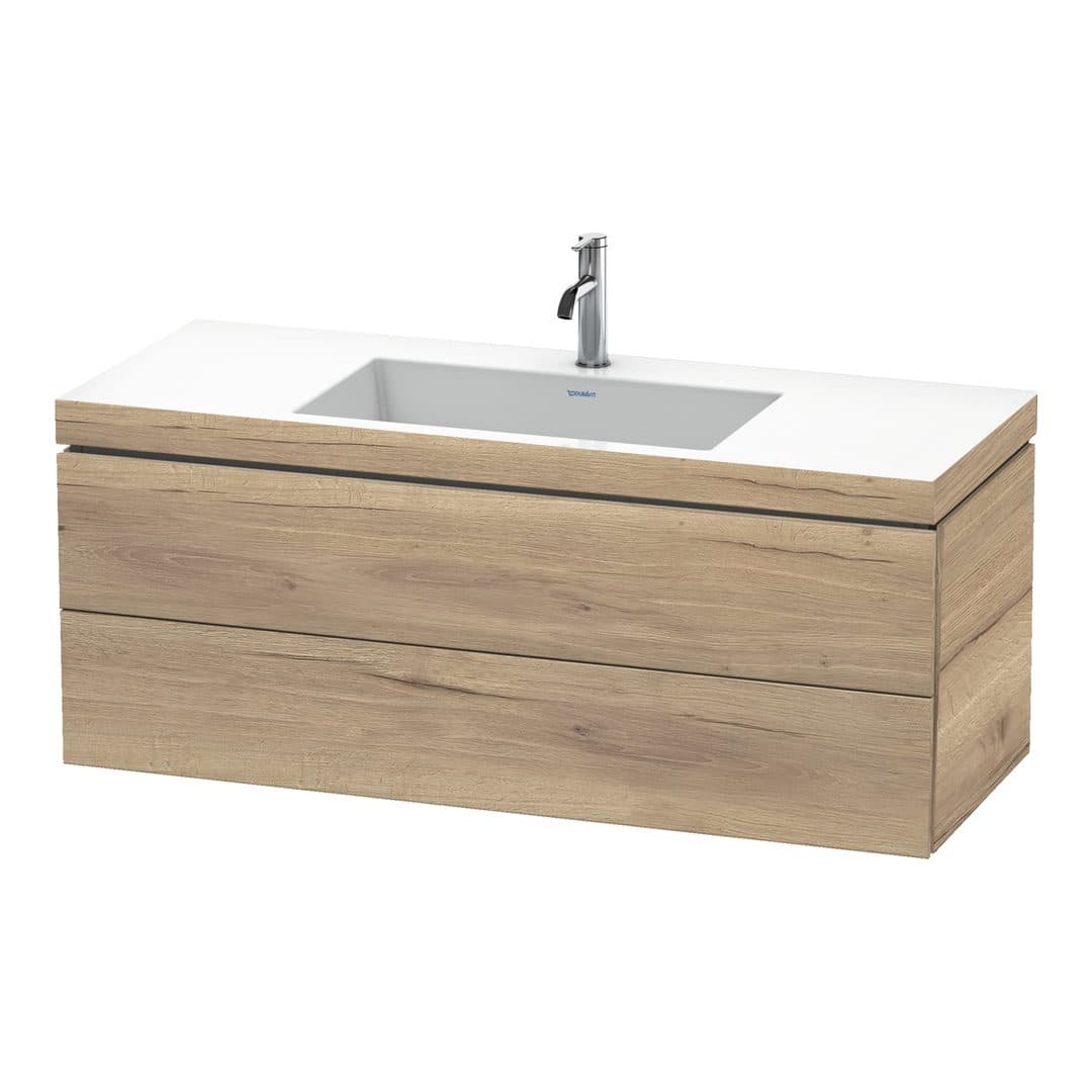 Duravit L-Cube – Έπιπλο Νιπτήρα – 1200 mm, με νιπτήρα, 2 συρτάρια, νιπτήρας κέντρο, 1200 x 480 x 500 mm, έκδοση O – Marbled Oak Matt, Decor (LC6929O5555)