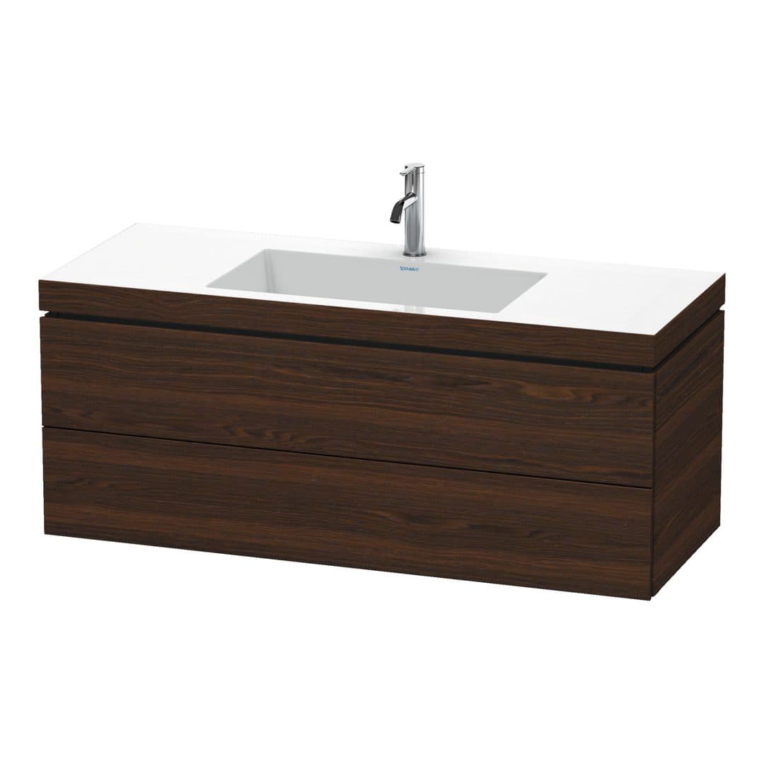 Duravit L-Cube – Έπιπλο Νιπτήρα – 1200 mm, με νιπτήρα, 2 συρτάρια, νιπτήρας κέντρο, 1200 x 480 x 500 mm, έκδοση O – Brushed walnut Matt, Real wood veneer (LC6929O6969)