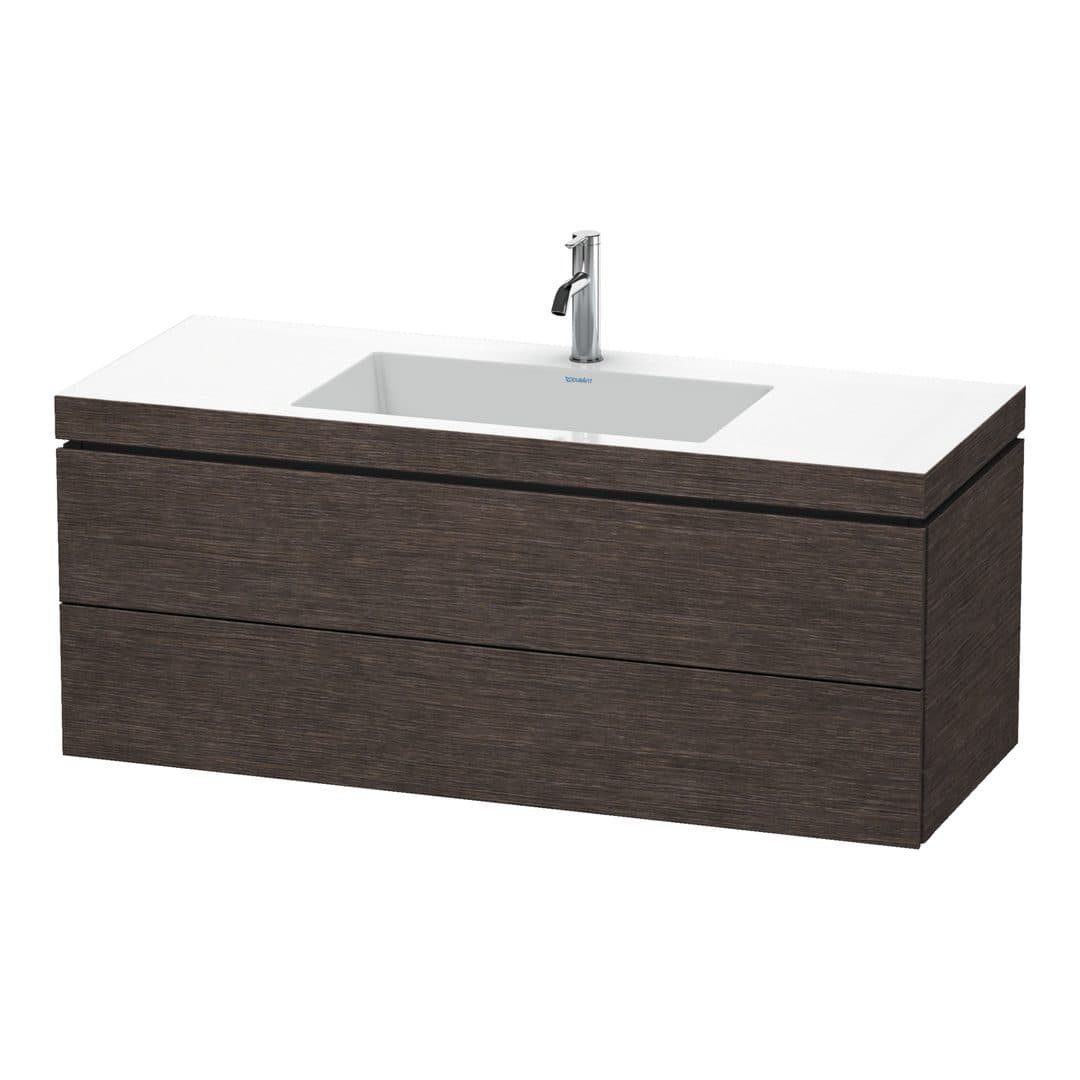 Duravit L-Cube – Έπιπλο Νιπτήρα – 1200 mm, με νιπτήρα, 2 συρτάρια, νιπτήρας κέντρο, 1200 x 480 x 500 mm, έκδοση O – Brushed dark oak Matt, Real wood veneer (LC6929O7272)