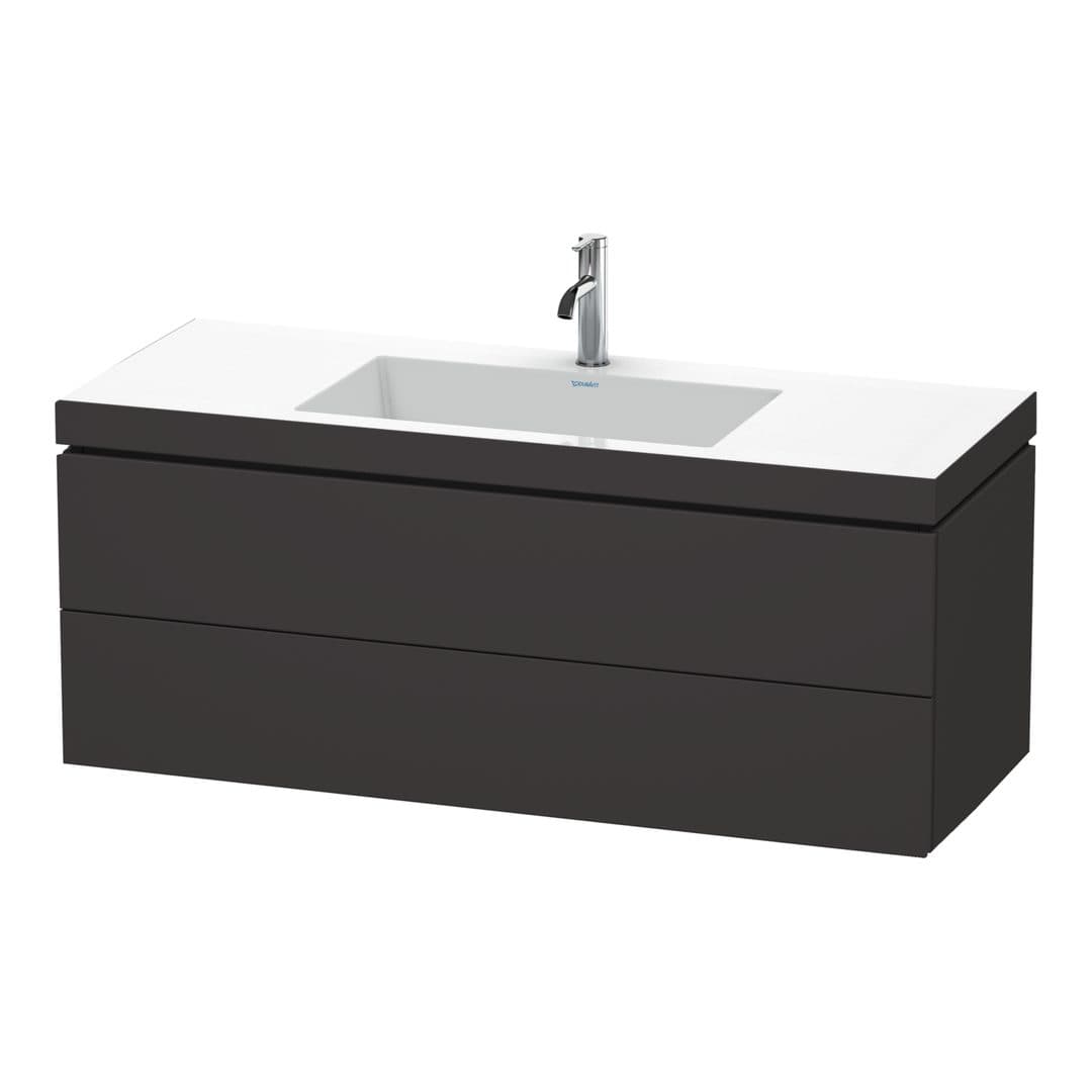 Duravit L-Cube – Έπιπλο Νιπτήρα – 1200 mm, με νιπτήρα, 2 συρτάρια, νιπτήρας κέντρο, 1200 x 480 x 500 mm, έκδοση O – Graphite Super Matt, Decor (LC6929O8080)