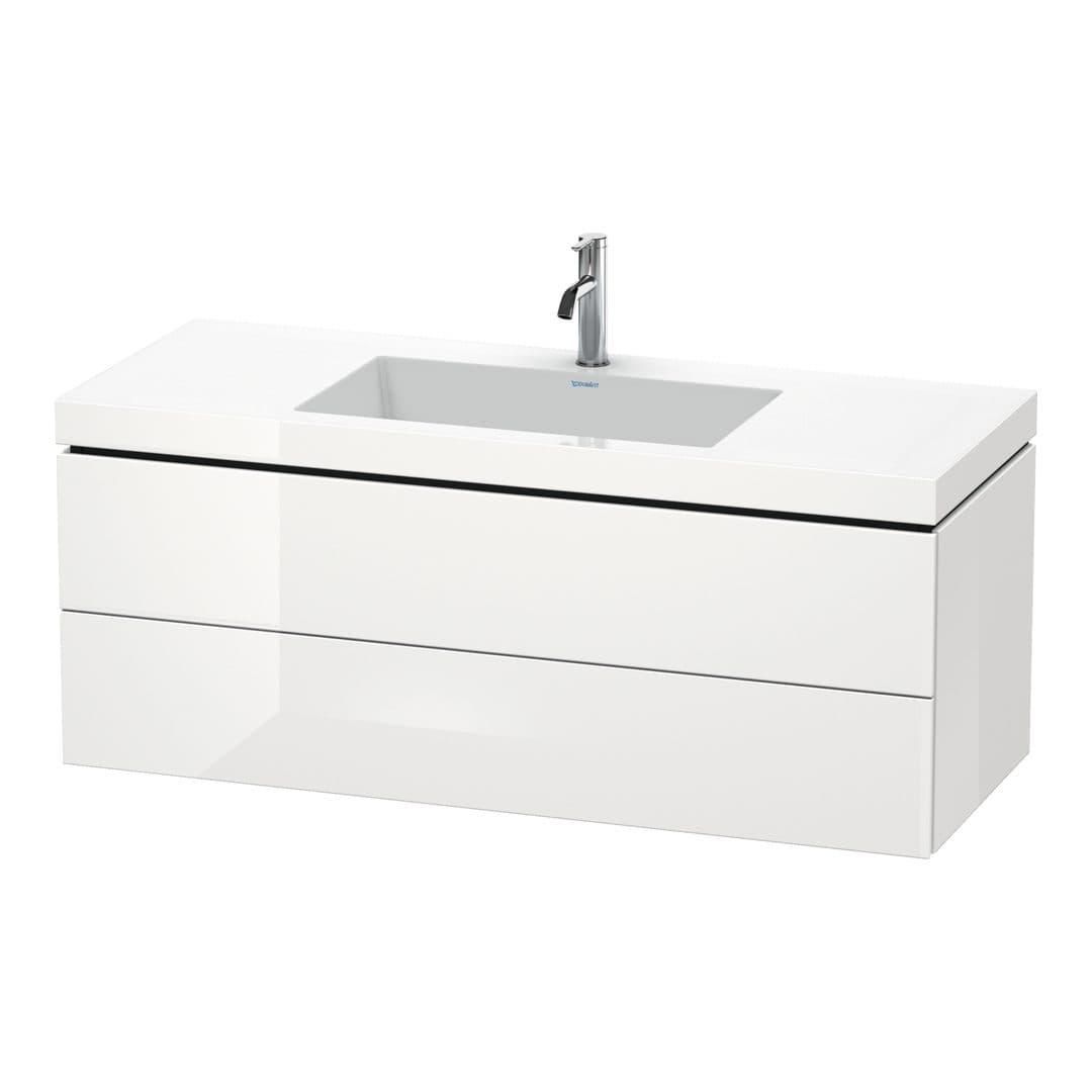 Duravit L-Cube – Έπιπλο Νιπτήρα – 1200 mm, με νιπτήρα, 2 συρτάρια, νιπτήρας κέντρο, 1200 x 480 x 500 mm, έκδοση O – White High Gloss, Lacquer (LC6929O8585)
