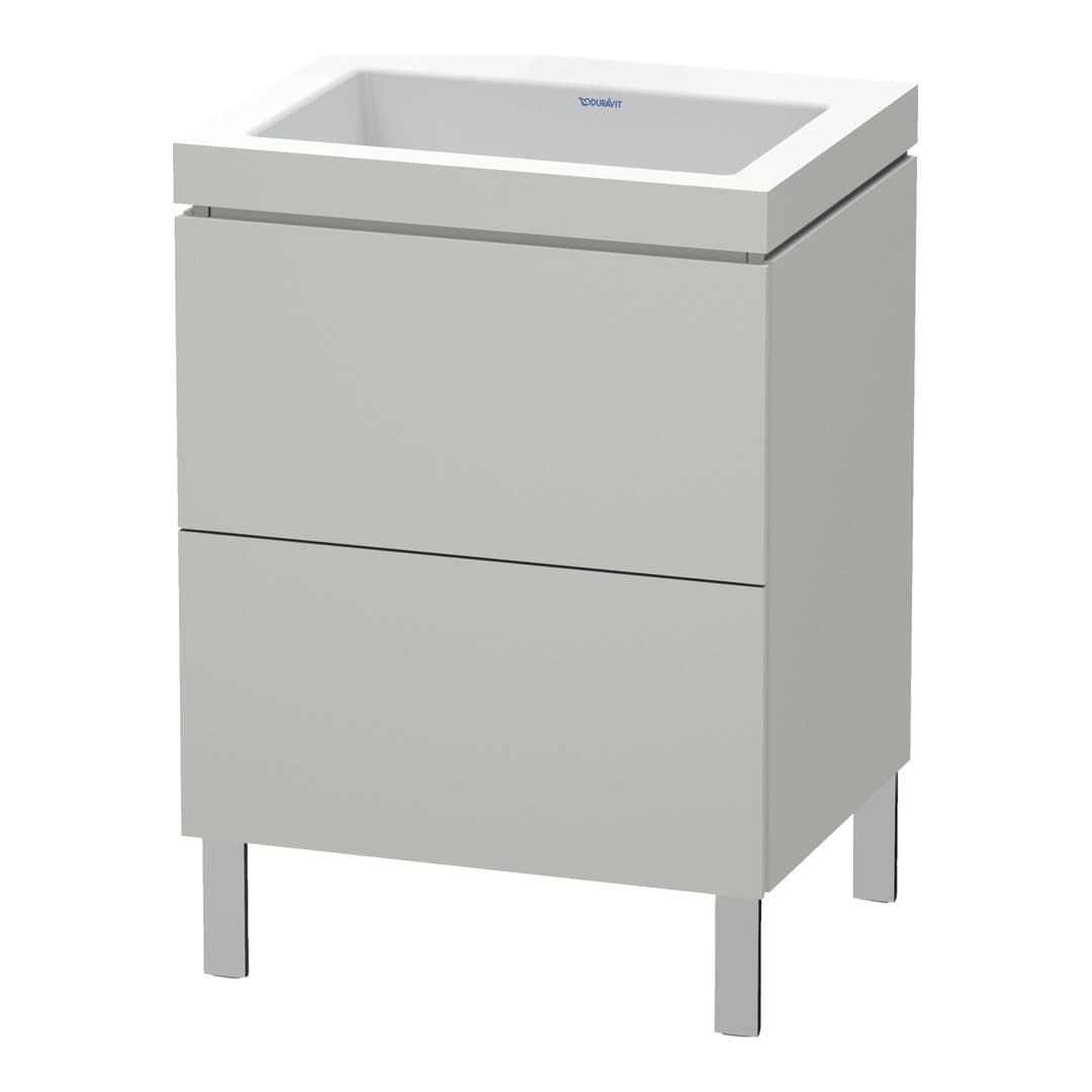 Duravit L-Cube – Έπιπλο Νιπτήρα – 600 mm, με νιπτήρα, 2 συρτάρια, νιπτήρας κέντρο, 600 x 480 x 698 mm, έκδοση N – Concrete grey Matt, Decor (LC6936N0707)