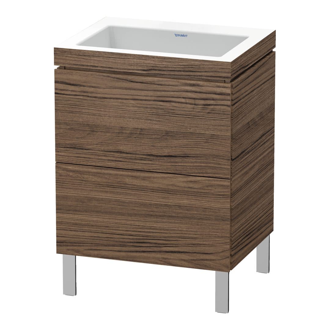Duravit L-Cube – Έπιπλο Νιπτήρα – 600 mm, με νιπτήρα, 2 συρτάρια, νιπτήρας κέντρο, 600 x 480 x 698 mm, έκδοση N – Walnut dark Matt, Decor (LC6936N2121)