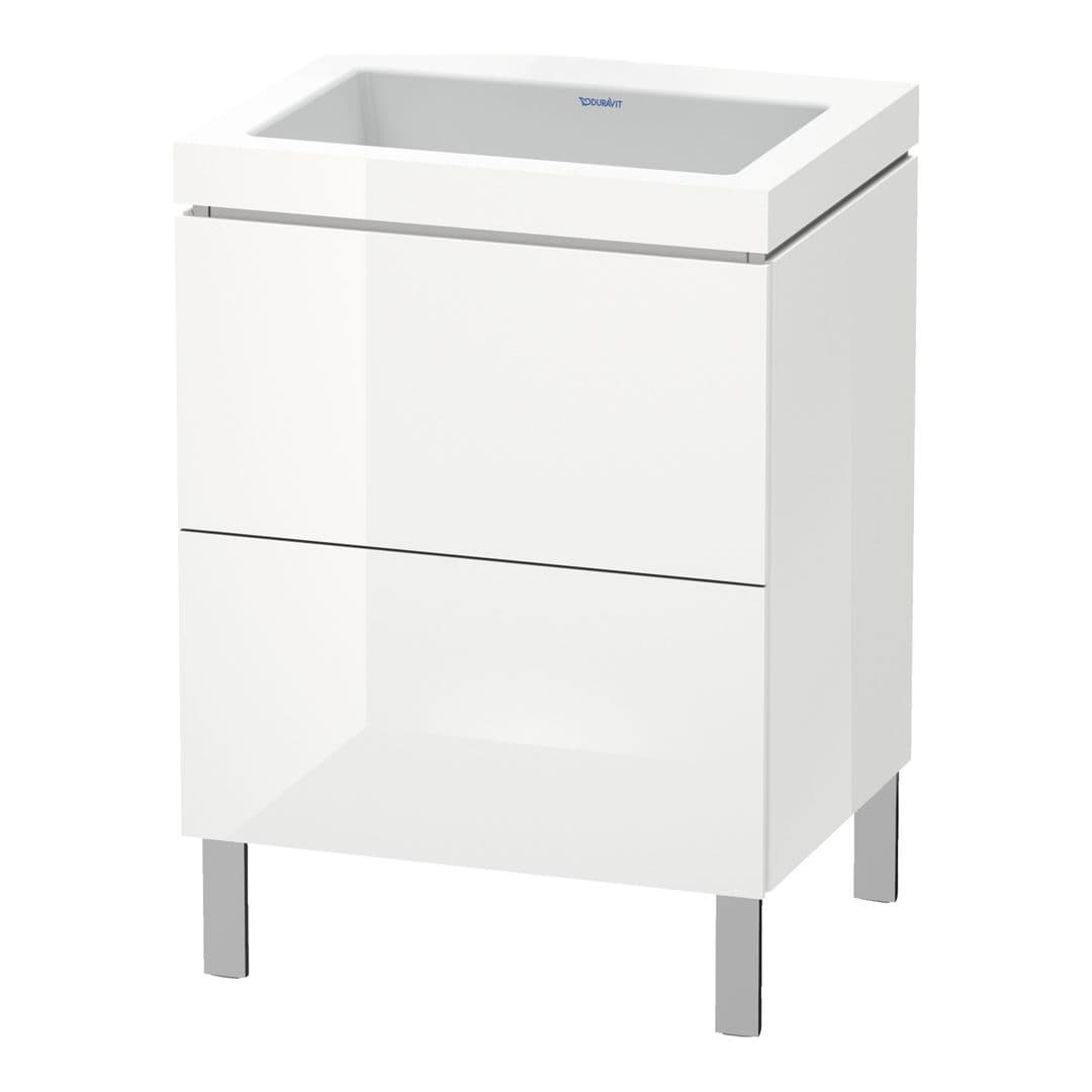 Duravit L-Cube – Έπιπλο Νιπτήρα – 600 mm, με νιπτήρα, 2 συρτάρια, νιπτήρας κέντρο, 600 x 480 x 698 mm, έκδοση N – White High Gloss, Decor (LC6936N2222)