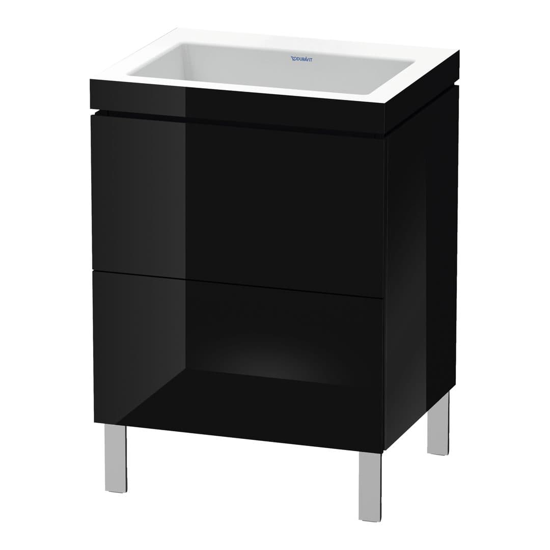 Duravit L-Cube – Έπιπλο Νιπτήρα – 600 mm, με νιπτήρα, 2 συρτάρια, νιπτήρας κέντρο, 600 x 480 x 698 mm, έκδοση N – Black High Gloss, Lacquer (LC6936N4040)