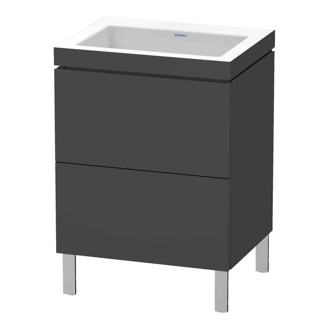 Duravit L-Cube – Έπιπλο Νιπτήρα – 600 mm, με νιπτήρα, 2 συρτάρια, νιπτήρας κέντρο, 600 x 480 x 698 mm, έκδοση N – Graphite Matt, Decor (LC6936N4949)