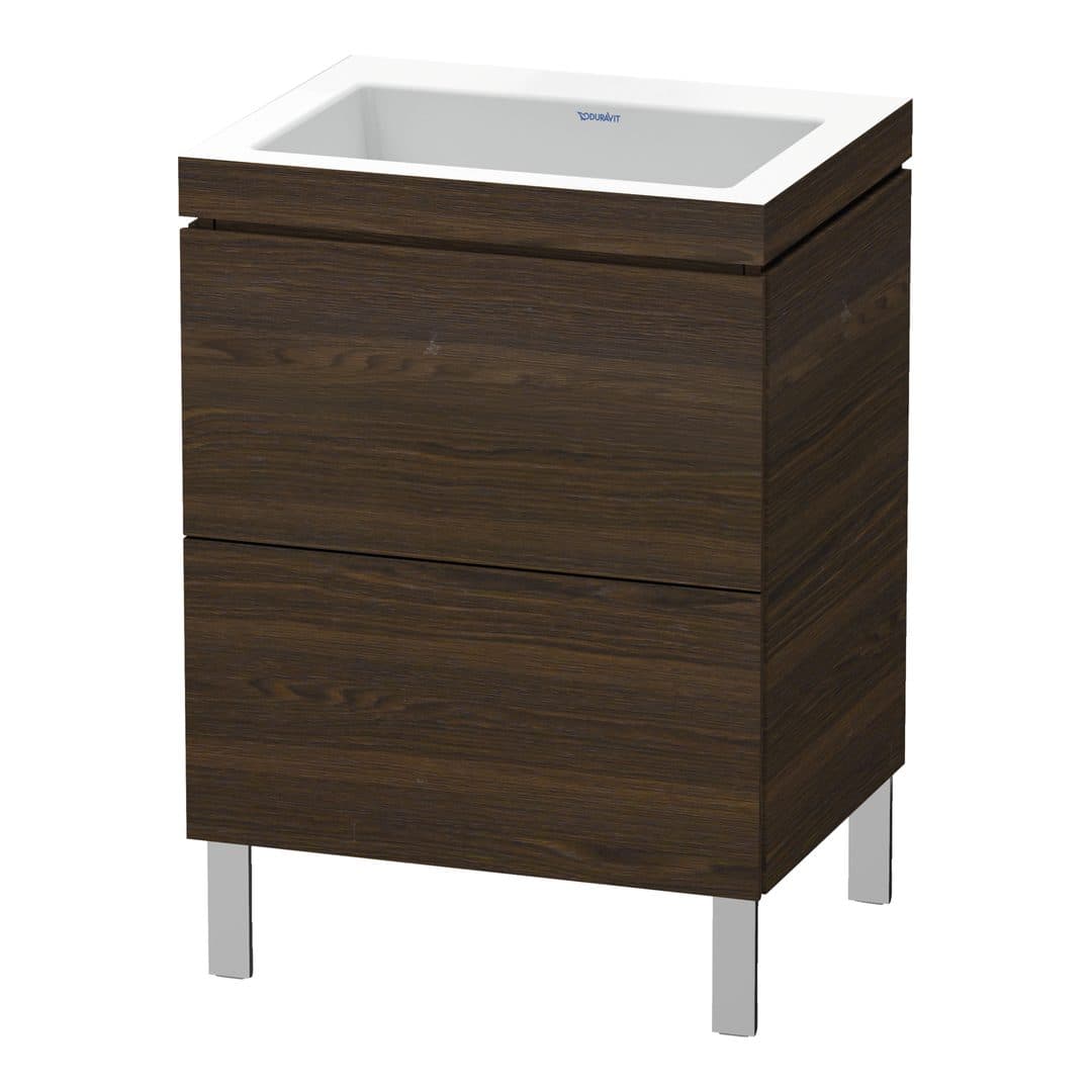 Duravit L-Cube – Έπιπλο Νιπτήρα – 600 mm, με νιπτήρα, 2 συρτάρια, νιπτήρας κέντρο, 600 x 480 x 698 mm, έκδοση N – Brushed walnut Matt, Real wood veneer (LC6936N6969)