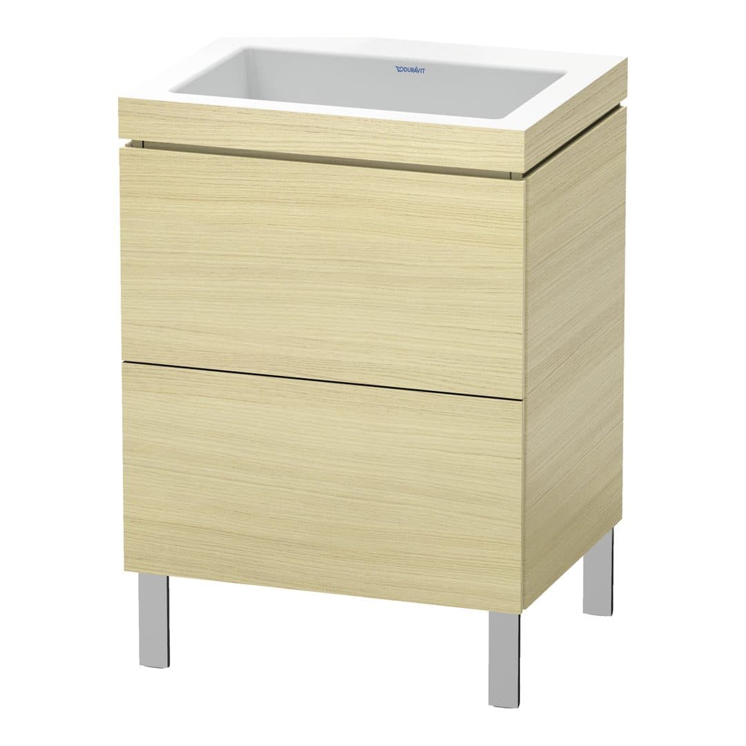 Duravit L-Cube – Έπιπλο Νιπτήρα – 600 mm, με νιπτήρα, 2 συρτάρια, νιπτήρας κέντρο, 600 x 480 x 698 mm, έκδοση N – Mediterranean oak Matt, Real wood veneer (LC6936N7171)