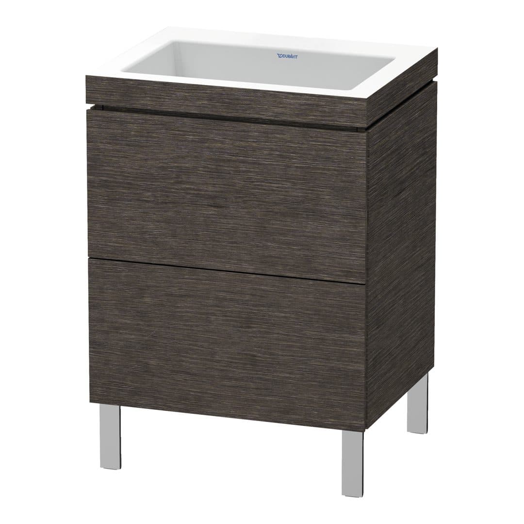 Duravit L-Cube – Έπιπλο Νιπτήρα – 600 mm, με νιπτήρα, 2 συρτάρια, νιπτήρας κέντρο, 600 x 480 x 698 mm, έκδοση N – Brushed dark oak Matt, Real wood veneer (LC6936N7272)