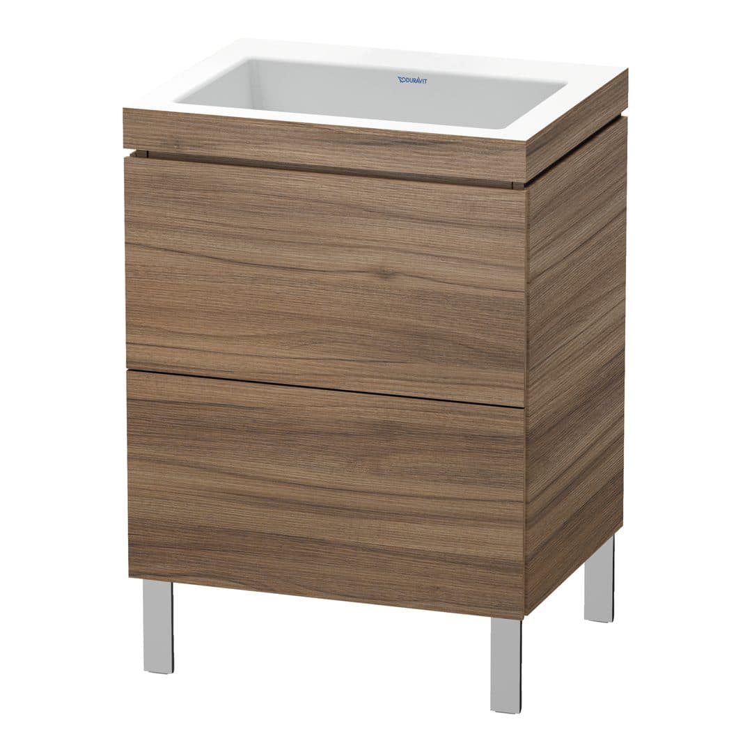 Duravit L-Cube – Έπιπλο Νιπτήρα – 600 mm, με νιπτήρα, 2 συρτάρια, νιπτήρας κέντρο, 600 x 480 x 698 mm, έκδοση N – Walnut Matt, Decor (LC6936N7979)