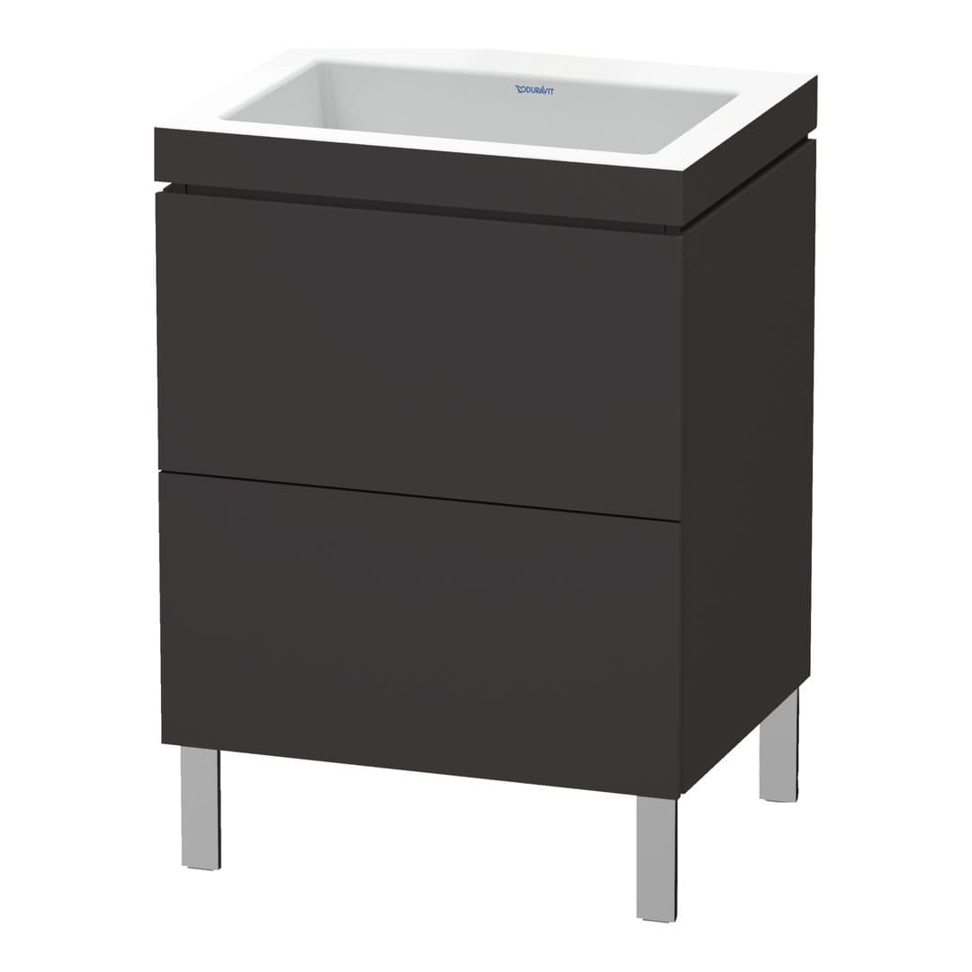 Duravit L-Cube – Έπιπλο Νιπτήρα – 600 mm, με νιπτήρα, 2 συρτάρια, νιπτήρας κέντρο, 600 x 480 x 698 mm, έκδοση N – Graphite Super Matt, Decor (LC6936N8080)