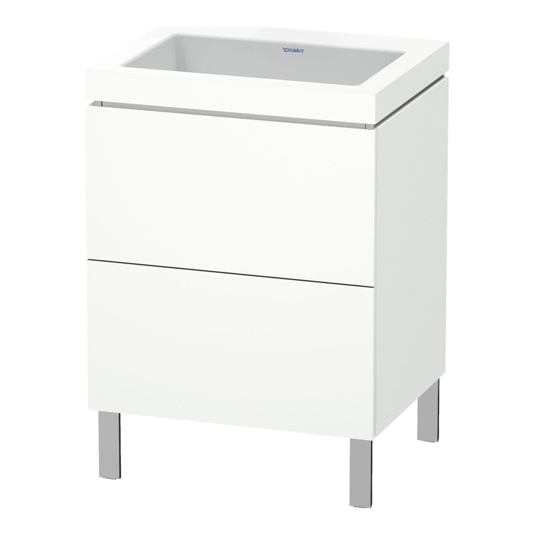 Duravit L-Cube – Έπιπλο Νιπτήρα – 600 mm, με νιπτήρα, 2 συρτάρια, νιπτήρας κέντρο, 600 x 480 x 698 mm, έκδοση N – White Super Matt, Decor (LC6936N8484)