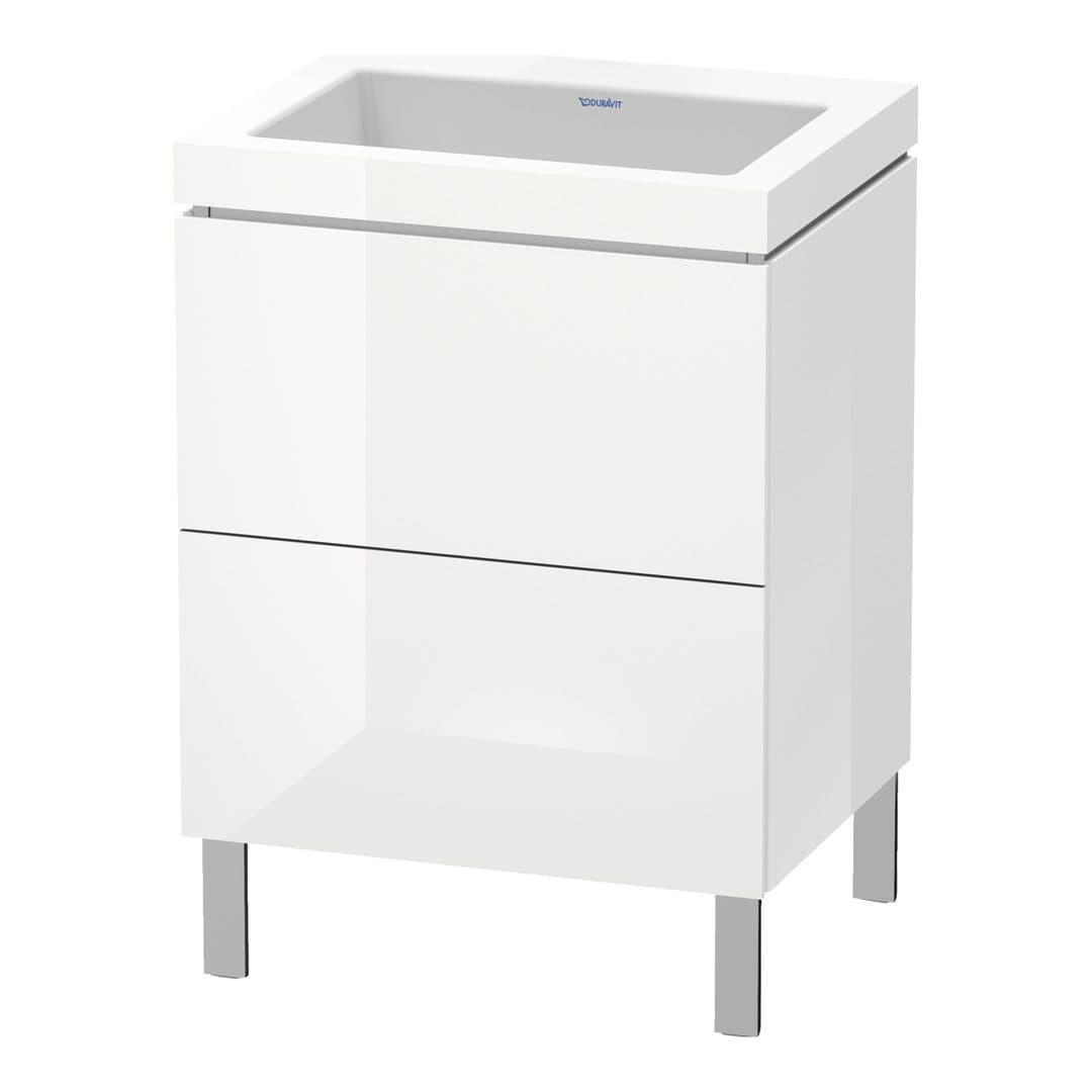 Duravit L-Cube – Έπιπλο Νιπτήρα – 600 mm, με νιπτήρα, 2 συρτάρια, νιπτήρας κέντρο, 600 x 480 x 698 mm, έκδοση N – White High Gloss, Lacquer (LC6936N8585)