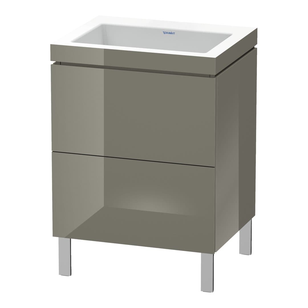 Duravit L-Cube – Έπιπλο Νιπτήρα – 600 mm, με νιπτήρα, 2 συρτάρια, νιπτήρας κέντρο, 600 x 480 x 698 mm, έκδοση N – Flannel Grey High Gloss, Lacquer (LC6936N8989)