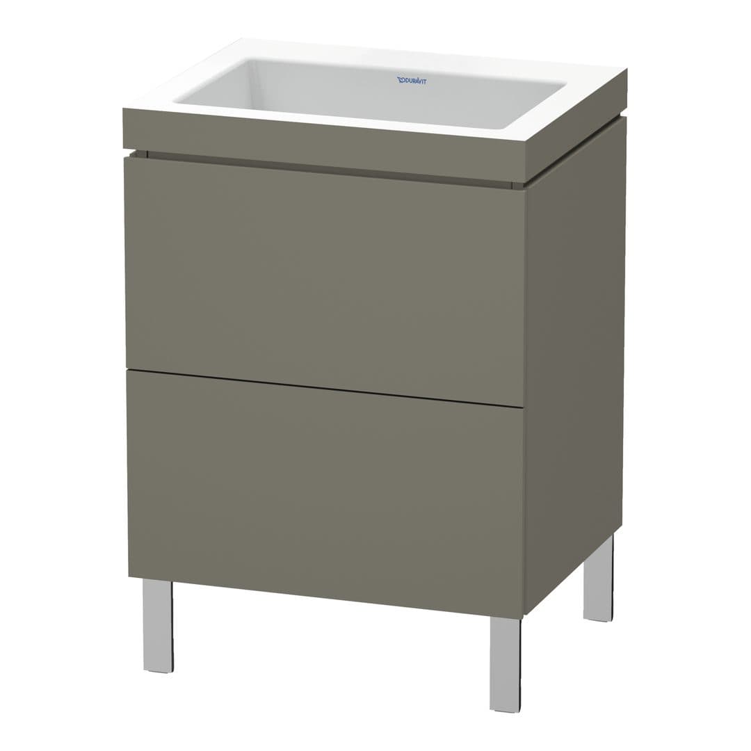 Duravit L-Cube – Έπιπλο Νιπτήρα – 600 mm, με νιπτήρα, 2 συρτάρια, νιπτήρας κέντρο, 600 x 480 x 698 mm, έκδοση N – Flannel Grey Satin Matt, Lacquer (LC6936N9090)