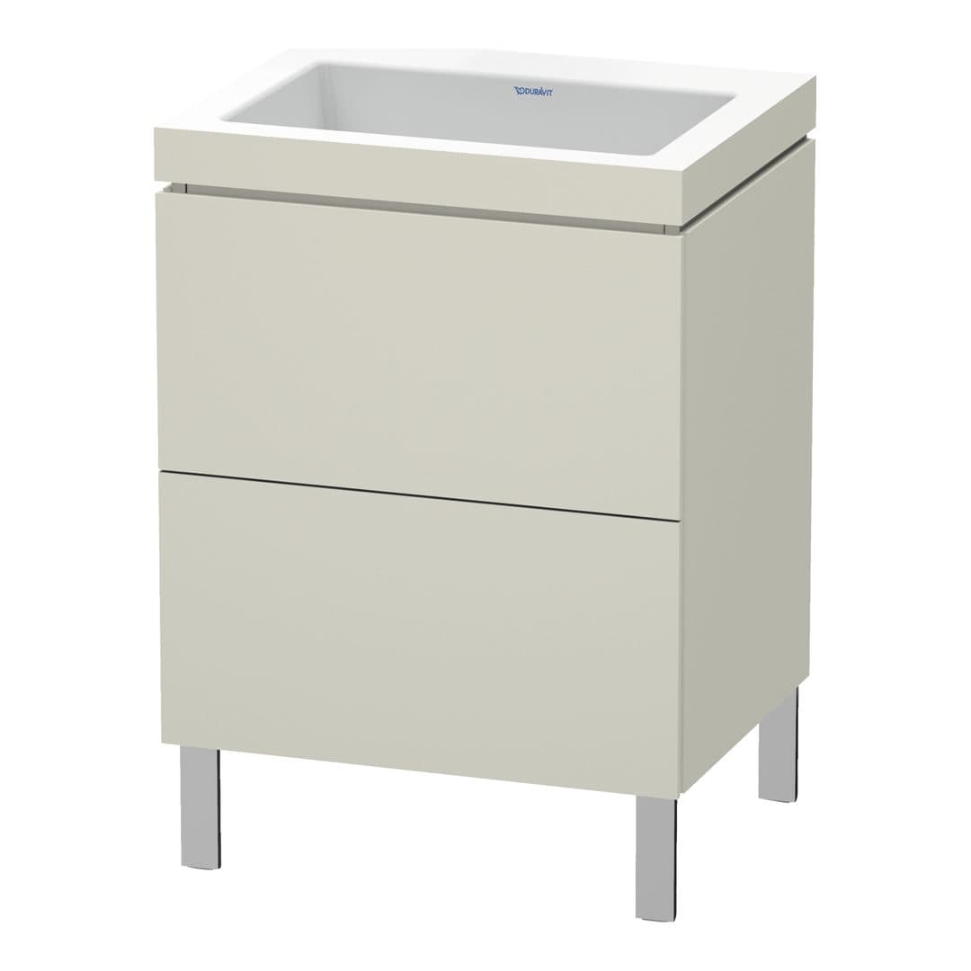 Duravit L-Cube – Έπιπλο Νιπτήρα – 600 mm, με νιπτήρα, 2 συρτάρια, νιπτήρας κέντρο, 600 x 480 x 698 mm, έκδοση N – Taupe Matt, Decor (LC6936N9191)