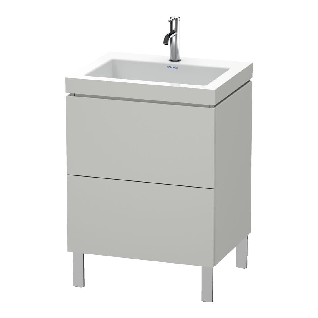 Duravit L-Cube – Έπιπλο Νιπτήρα – 600 mm, με νιπτήρα, 2 συρτάρια, νιπτήρας κέντρο, 600 x 480 x 698 mm, έκδοση O – Concrete grey Matt, Decor (LC6936O0707)