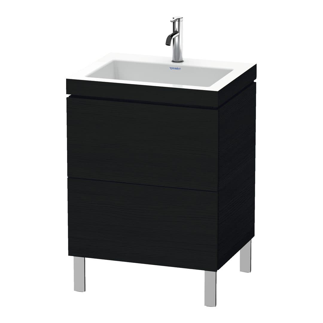 Duravit L-Cube – Έπιπλο Νιπτήρα – 600 mm, με νιπτήρα, 2 συρτάρια, νιπτήρας κέντρο, 600 x 480 x 698 mm, έκδοση O – Black oak Matt, Decor (LC6936O1616)
