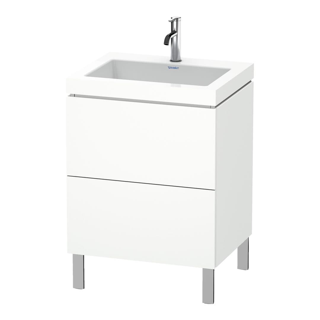 Duravit L-Cube – Έπιπλο Νιπτήρα – 600 mm, με νιπτήρα, 2 συρτάρια, νιπτήρας κέντρο, 600 x 480 x 698 mm, έκδοση O – White Matt, Decor (LC6936O1818)