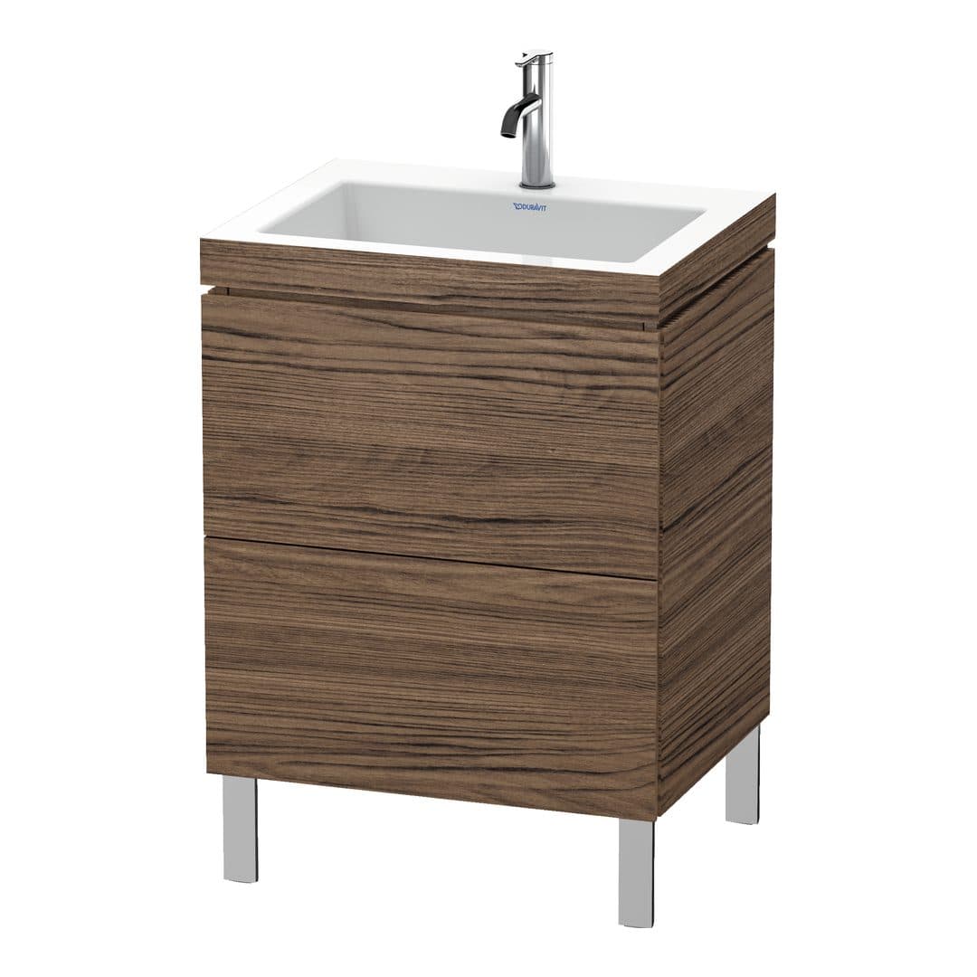 Duravit L-Cube – Έπιπλο Νιπτήρα – 600 mm, με νιπτήρα, 2 συρτάρια, νιπτήρας κέντρο, 600 x 480 x 698 mm, έκδοση O – Walnut dark Matt, Decor (LC6936O2121)