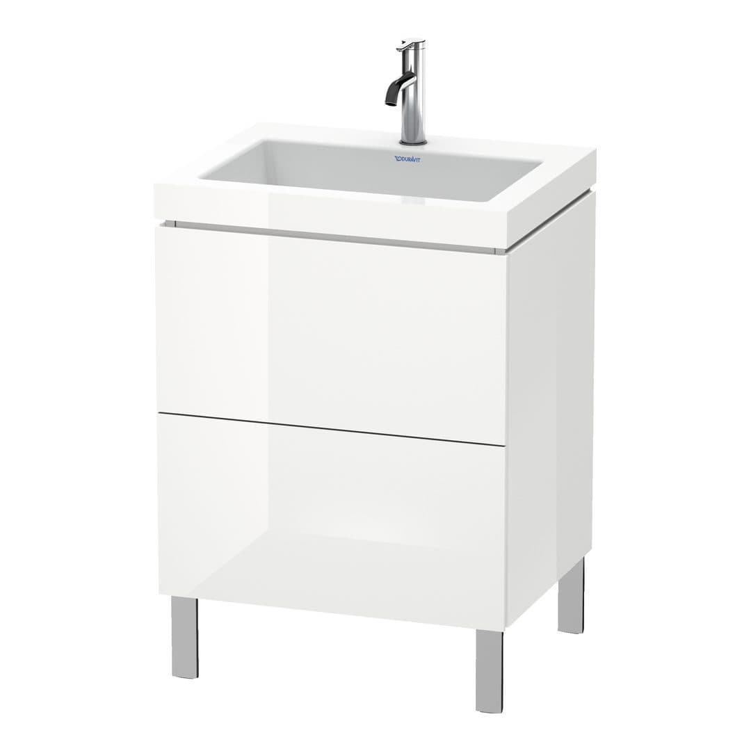 Duravit L-Cube – Έπιπλο Νιπτήρα – 600 mm, με νιπτήρα, 2 συρτάρια, νιπτήρας κέντρο, 600 x 480 x 698 mm, έκδοση O – White High Gloss, Decor (LC6936O2222)