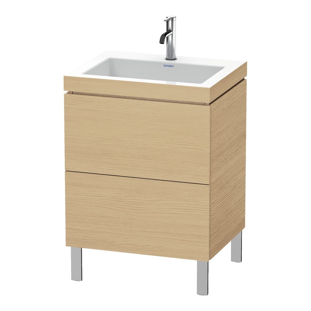 Duravit L-Cube – Έπιπλο Νιπτήρα – 600 mm, με νιπτήρα, 2 συρτάρια, νιπτήρας κέντρο, 600 x 480 x 698 mm, έκδοση O – Natural oak, Decor (LC6936O3030)