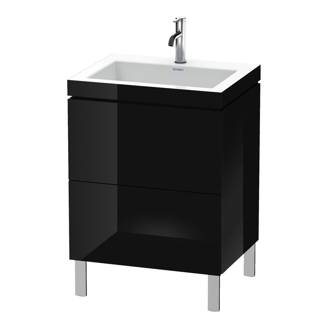 Duravit L-Cube – Έπιπλο Νιπτήρα – 600 mm, με νιπτήρα, 2 συρτάρια, νιπτήρας κέντρο, 600 x 480 x 698 mm, έκδοση O – Black High Gloss, Lacquer (LC6936O4040)