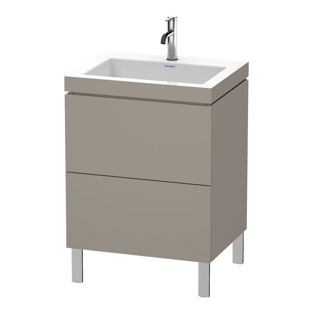 Duravit L-Cube – Έπιπλο Νιπτήρα – 600 mm, με νιπτήρα, 2 συρτάρια, νιπτήρας κέντρο, 600 x 480 x 698 mm, έκδοση O – Basalte Matt, Decor (LC6936O4343)