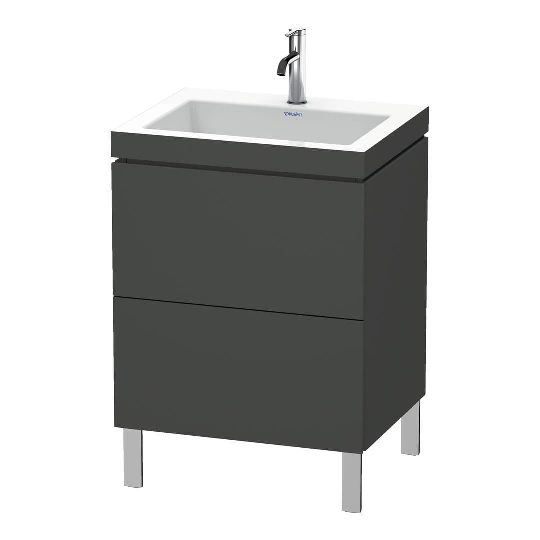 Duravit L-Cube – Έπιπλο Νιπτήρα – 600 mm, με νιπτήρα, 2 συρτάρια, νιπτήρας κέντρο, 600 x 480 x 698 mm, έκδοση O – Graphite Matt, Decor (LC6936O4949)