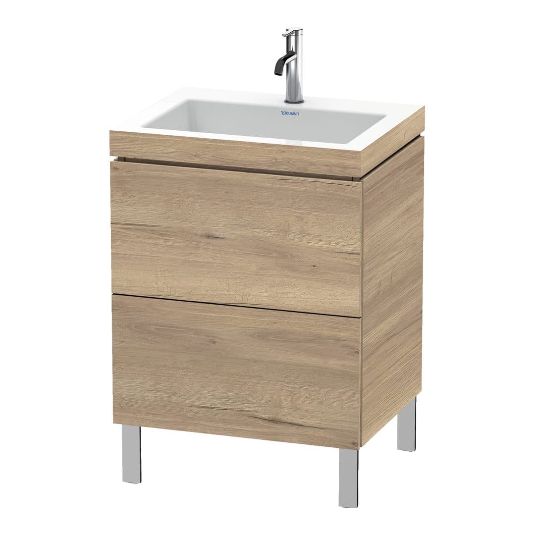 Duravit L-Cube – Έπιπλο Νιπτήρα – 600 mm, με νιπτήρα, 2 συρτάρια, νιπτήρας κέντρο, 600 x 480 x 698 mm, έκδοση O – Marbled Oak Matt, Decor (LC6936O5555)