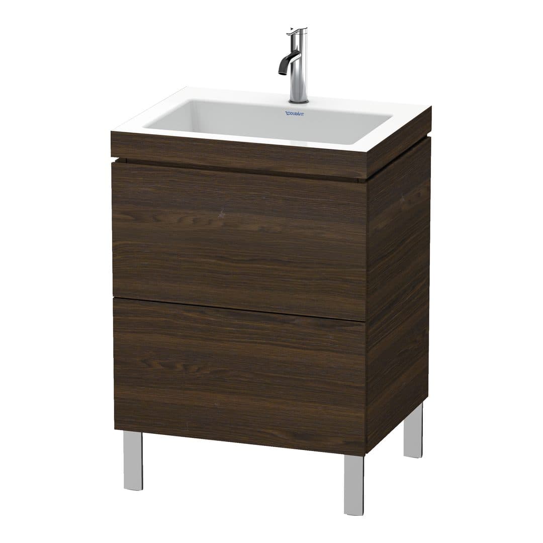 Duravit L-Cube – Έπιπλο Νιπτήρα – 600 mm, με νιπτήρα, 2 συρτάρια, νιπτήρας κέντρο, 600 x 480 x 698 mm, έκδοση O – Brushed walnut Matt, Real wood veneer (LC6936O6969)